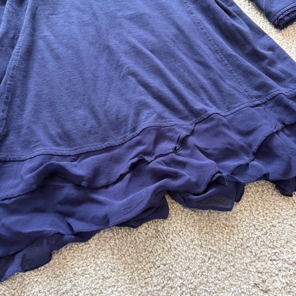 April Cornell‎ Tunic Womens S Blue Ruffle Lace Boho Cottage Collared Relaxed - Picture 11 of 11